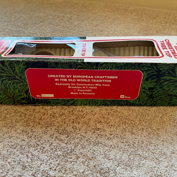 Vintage Germany Indent Red Silver 11" Glass Christmas Tree Topper Feather Medium - Picture 9 of 10